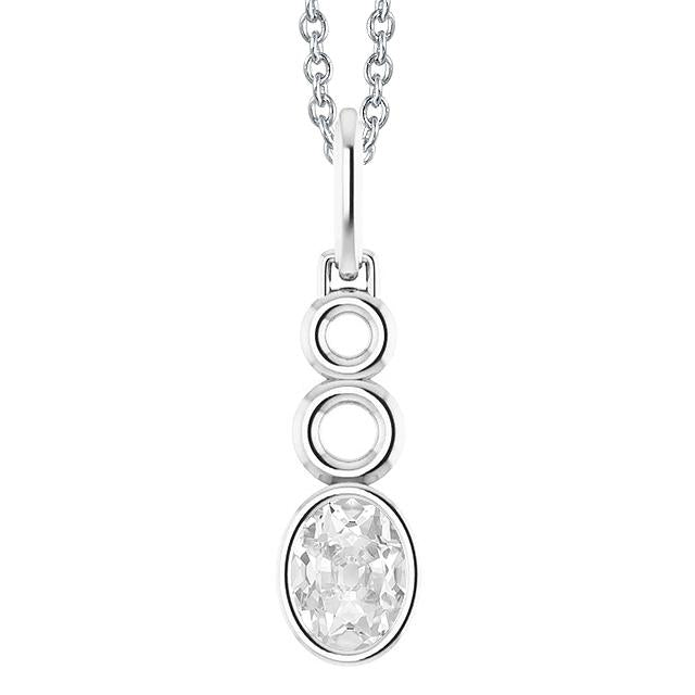 Pendentif ovale ancienne mine Cut Véritable diamant 2 carats avec chaîne lunette sertie
