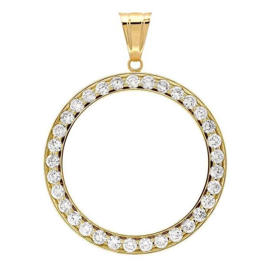 Pendentif rond Naturel diamant lunette 2 carats (pièce non incluse)