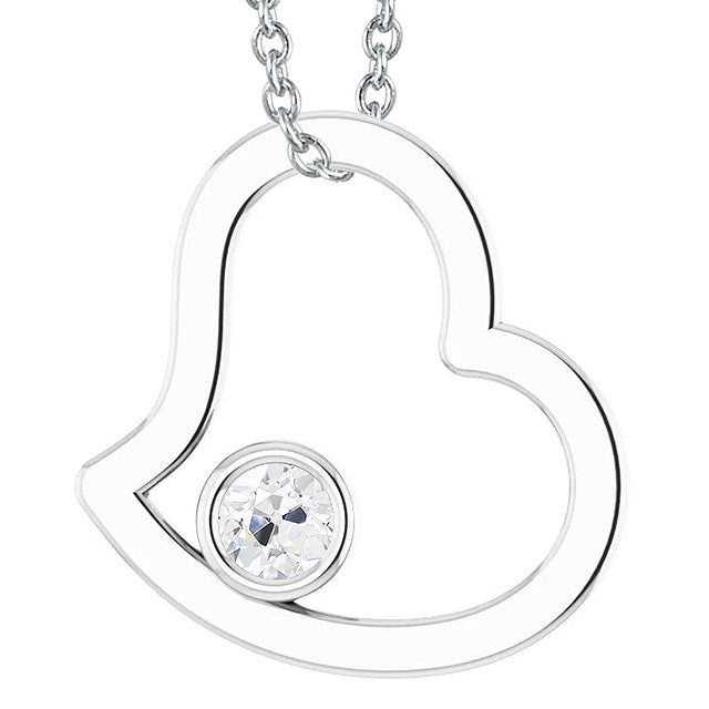 Pendentif rond avec lunette sertie de Réel diamants en forme de coeur 1 carat 14K