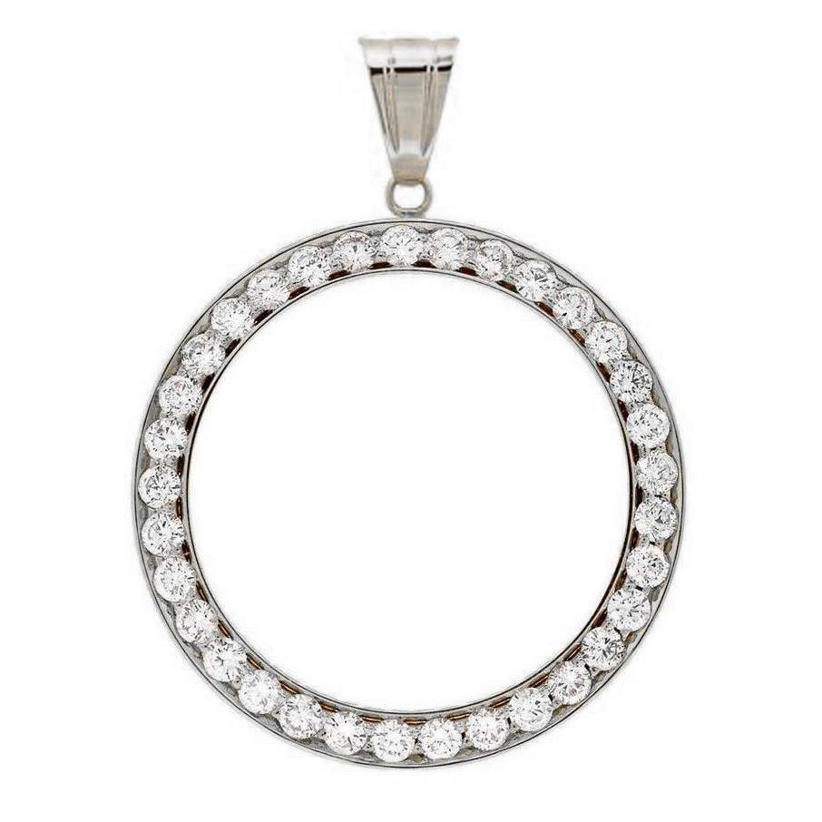 Pendentif rond demi-dollar Naturel diamant lunette or 3 ct (pièce non incluse)