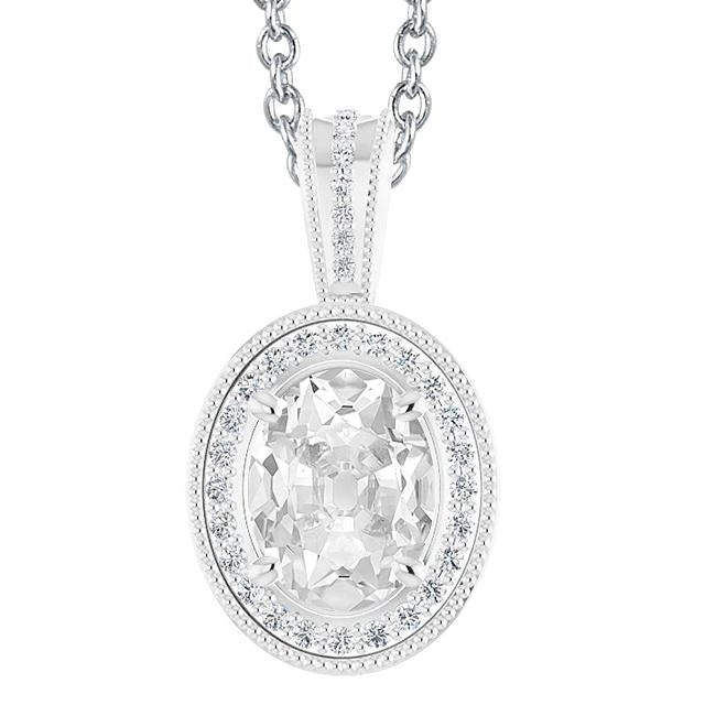 Pendentif rond et ovale Vieux mineur Halo en Véritable diamants en or 6 carats 14K