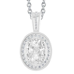 Pendentif rond et ovale Vieux mineur Halo en Véritable diamants en or 6 carats 14K