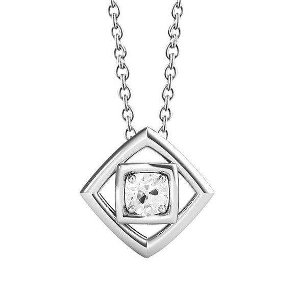 Pendentif serti griffe Naturel diamant rond or blanc 1 carat