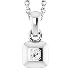 Pendentif style carré Naturel diamant taille ovale en or blanc