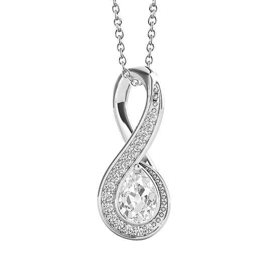 Pendentif style infini Réel diamant rond et taille poire