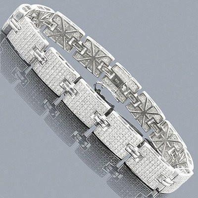Petit Bracelet A Maillons Ronds 17.50 Carats Véritable Diamants Pour Hommes 14K WG Nouveau