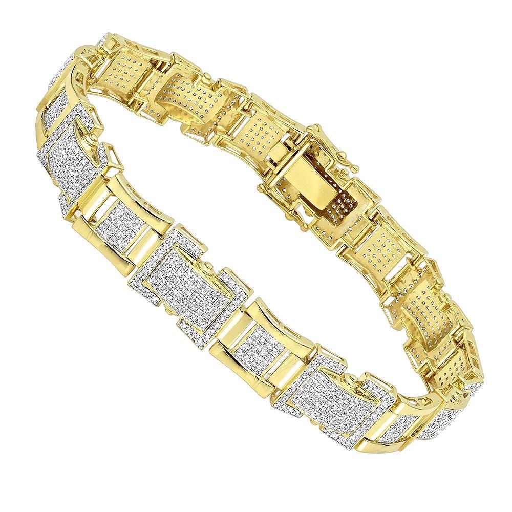Petit Bracelet Homme Réel Diamants Taille Brilliant 9.25 Carats 14K Yg Nouveau