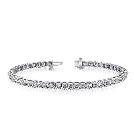 Petit Bracelet Tennis Pour Femmes à 5 Carats De Réel Diamants Ronds 14K D'Or Blanc