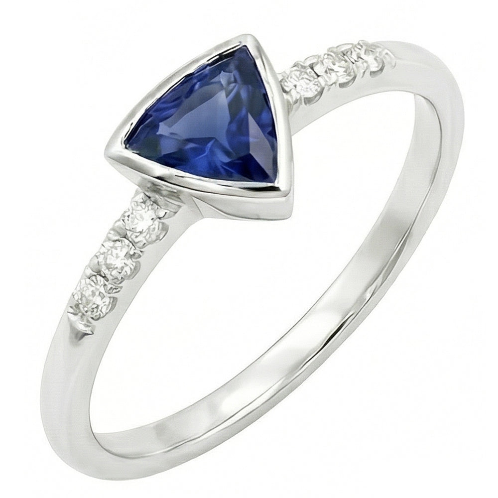 naturel round saphir 0.75carats bague vue de face