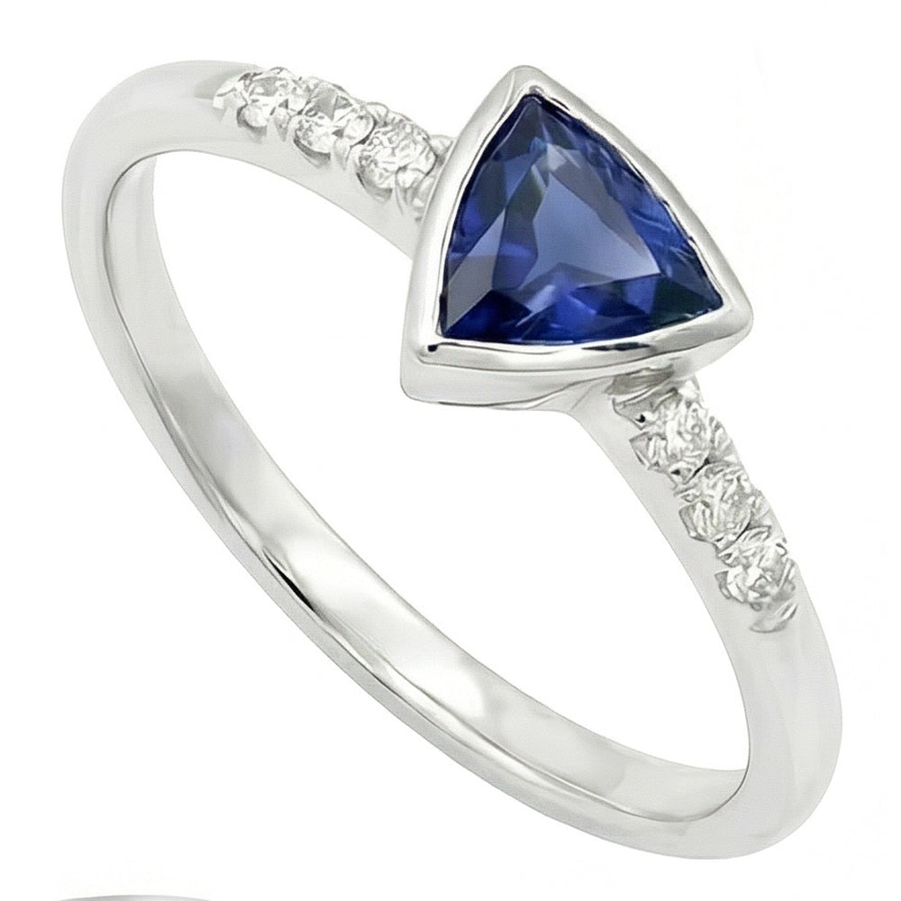 naturel round saphir 0.75carats bague angle de côté
