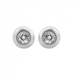 Petites Boucles D'oreilles Réel Diamant Rondes 0.60 Ct En Or Blanc 14K