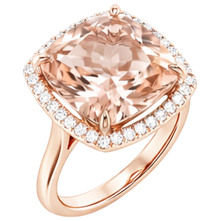 Morganite Bague Pierre de Couleur 22,50 carats Or Rose 14 Carats – vue de côté