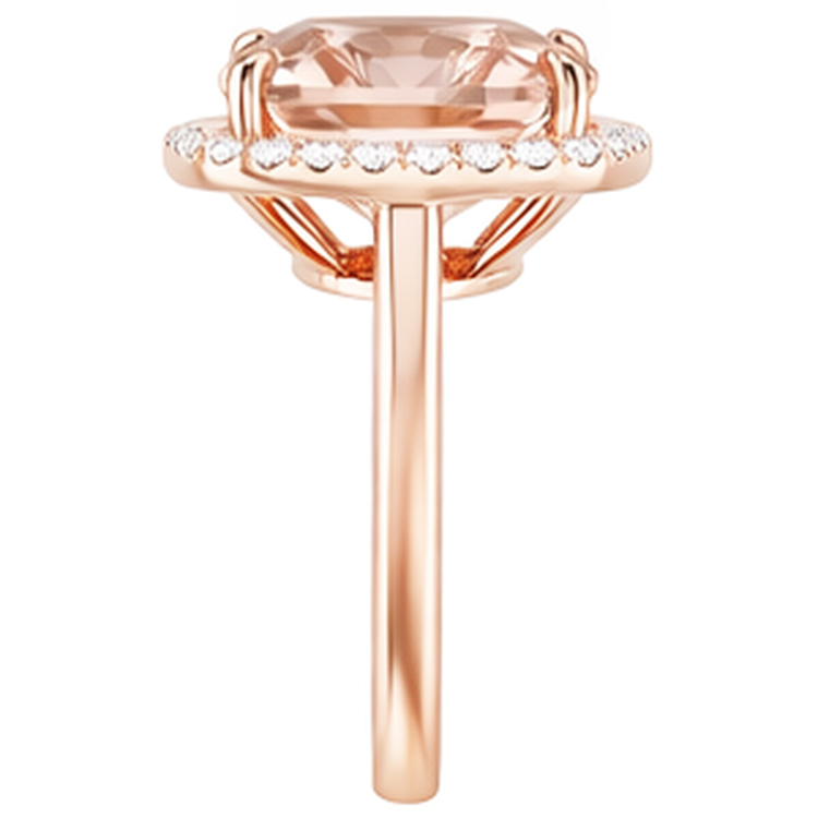 Morganite Taille Coussin Bague Pierre de Couleur en Or Rose 14 Carats – vue de dessus