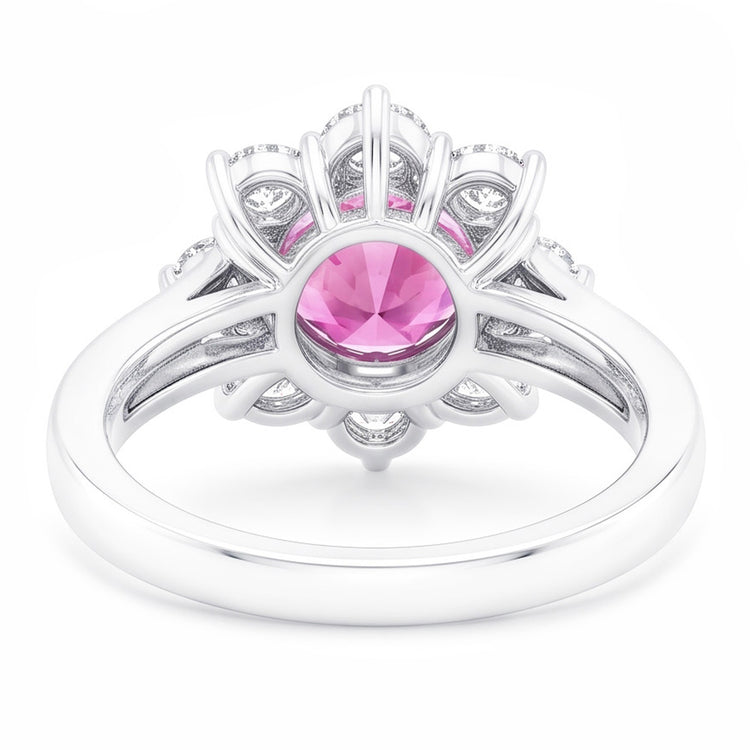 Pink Sapphire And Round Diamonds 3.60 Ct Wedding Ring White Gold 14K