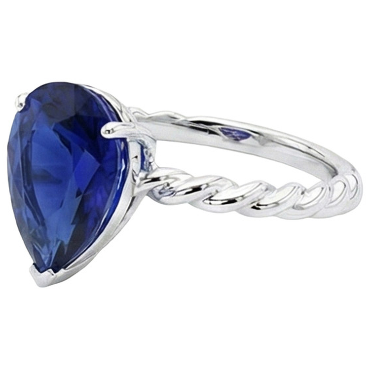 Poire Solitaire Sri Lanka Sapphire Bague Twist Style Tige 2.50 Carats