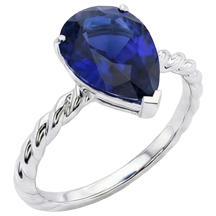 Poire Solitaire Sri Lanka Sapphire Bague Twist Style Tige 2.50 Carats