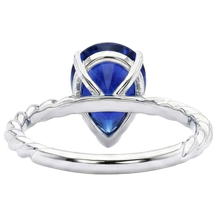 Poire Solitaire Sri Lanka Sapphire Bague Twist Style Tige 2.50 Carats