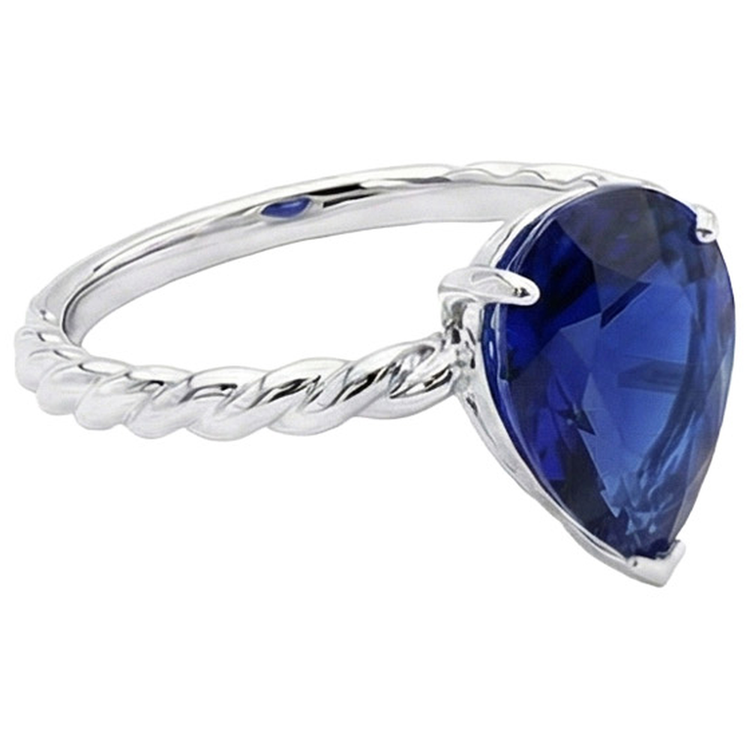 Poire Solitaire Sri Lanka Sapphire Bague Twist Style Tige 2.50 Carats
