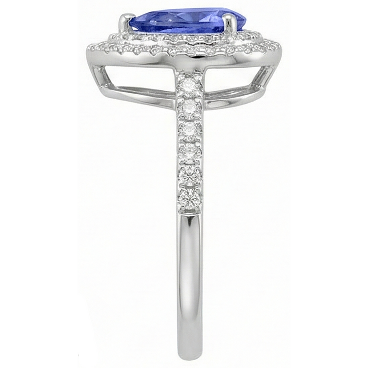Poire Tanzanite Avec Diamants Naturels Extraits des Mines ( et non cultivés en laboratoire ) 5.25 Ct Alliance Or Blanc 14K
