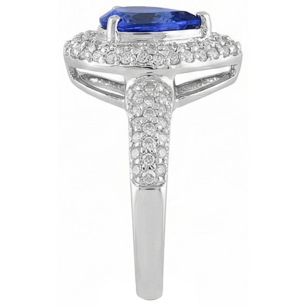 naturel pear tanzanite 4.40carats bague sur blanc