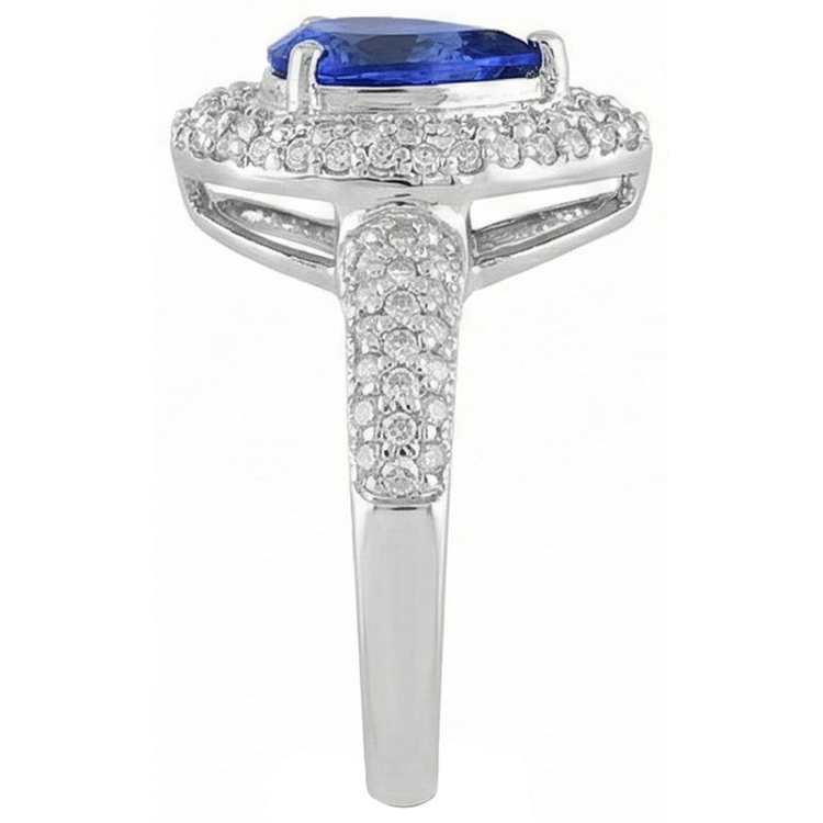 naturel pear tanzanite 4.40carats bague sur blanc