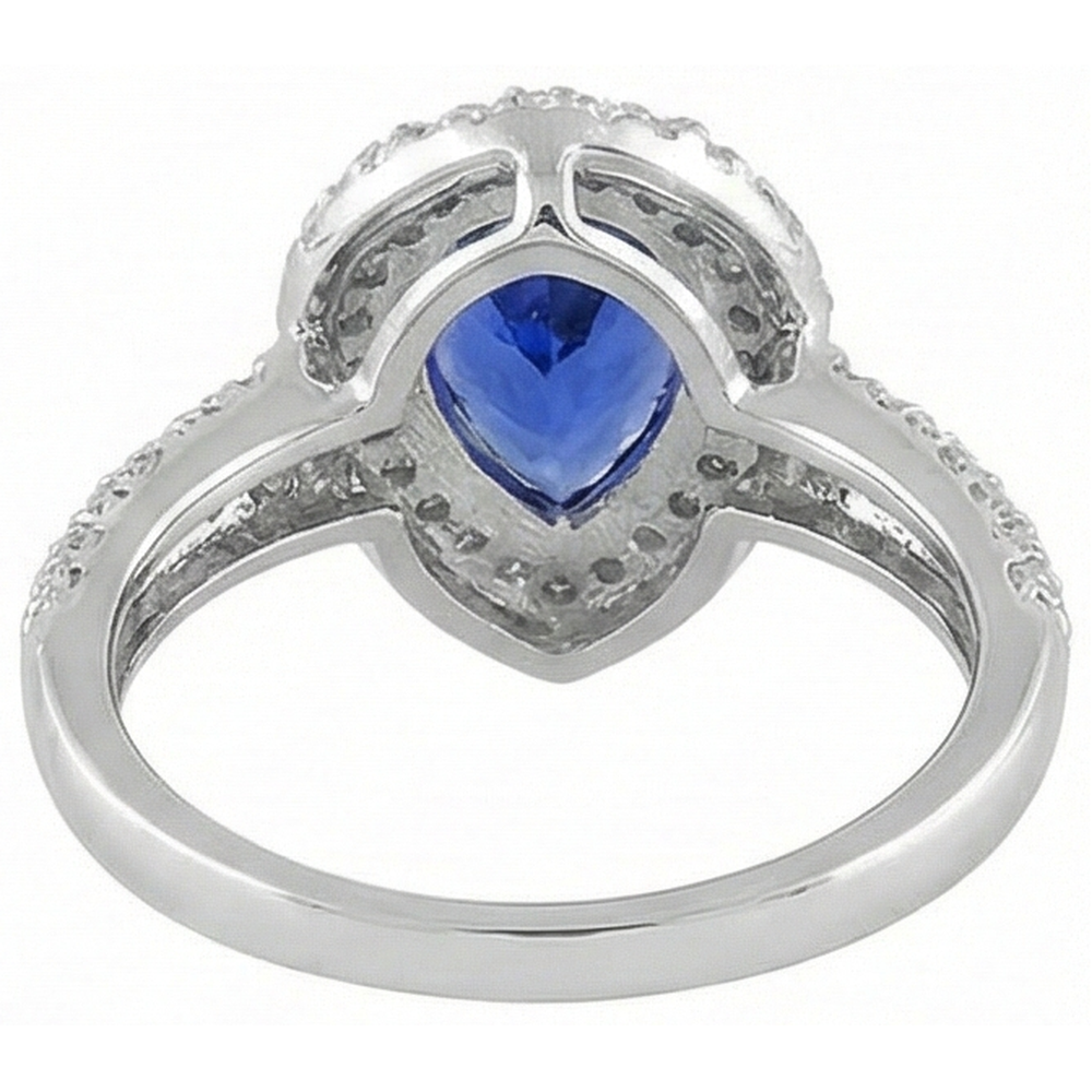 naturel pear tanzanite 4.40carats bague avec accents diamants