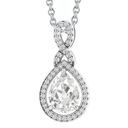 Poire ancienne mine Cut Halo Réel Diamant Pendentif 5 Carats Ensemble De Griffes