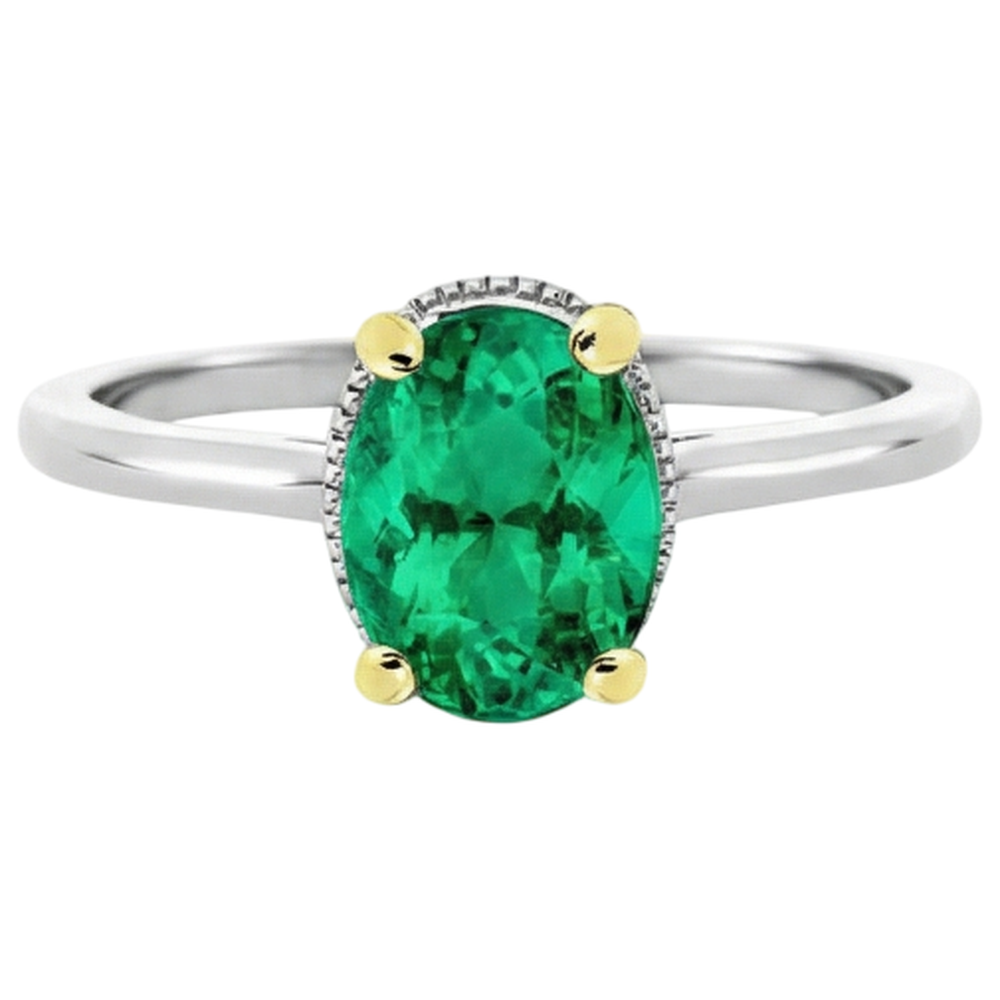 Fait à la main Émeraude Colombienne Bague Pierre de Couleur 3,50 carats – vue de face