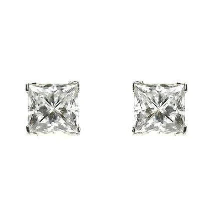 Princess Cut 4.02 Carats Prong Set Réel Diamonds Studs Earrings 14K Gold