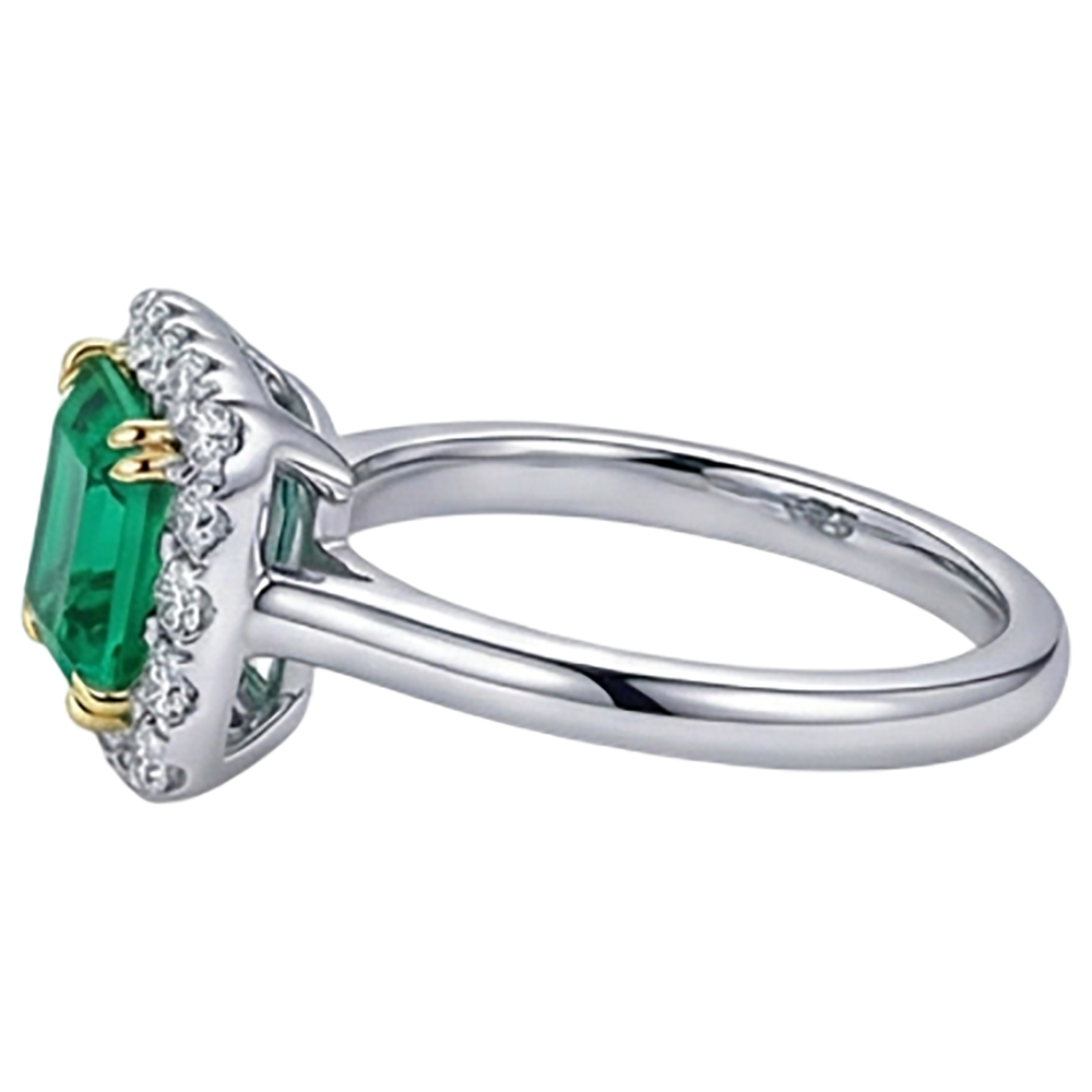 Artisanal Émeraude Colombienne Bague avec Gemme 3 carats – vue de profil