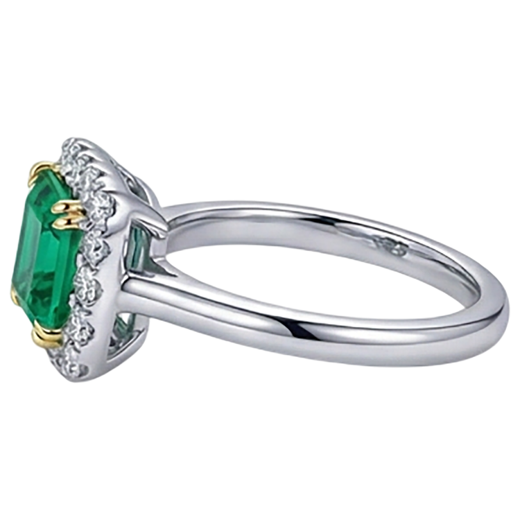 Artisanal Émeraude Colombienne Bague avec Gemme 3 carats – vue de profil