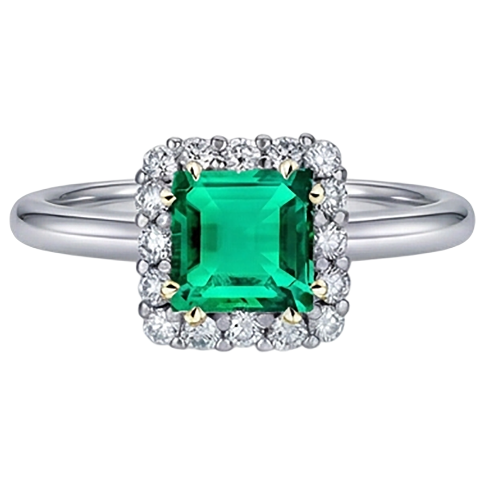 Artisanal Émeraude Colombienne Bague avec Gemme 3 carats – vue de face