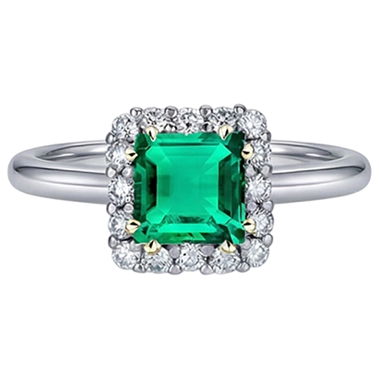 Artisanal Émeraude Colombienne Bague avec Gemme 3 carats – vue de face