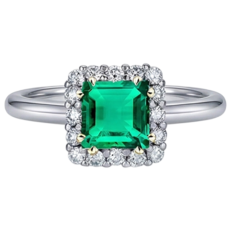 Artisanal Émeraude Colombienne Bague avec Gemme 3 carats – vue de face