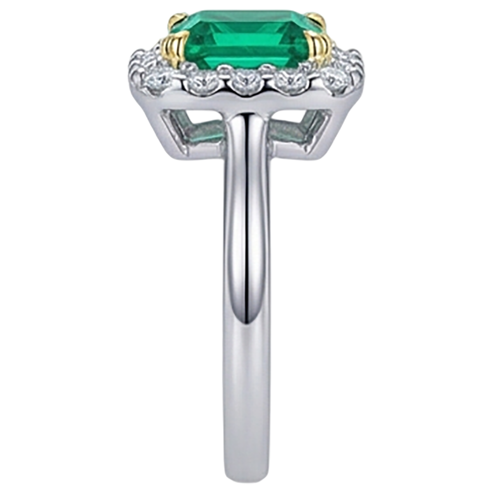 Princesse Émeraude Colombienne bague en Or 14K Bicolore – vue de dessus