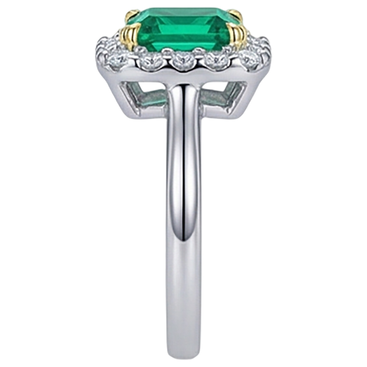 Princesse Émeraude Colombienne bague en Or 14K Bicolore – vue de dessus