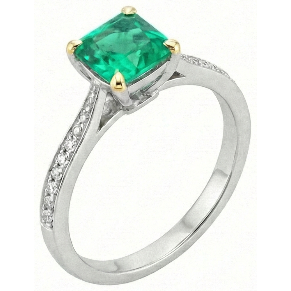 De luxe Émeraude Colombienne Bague avec Gemme 3,50 carats – vue de face