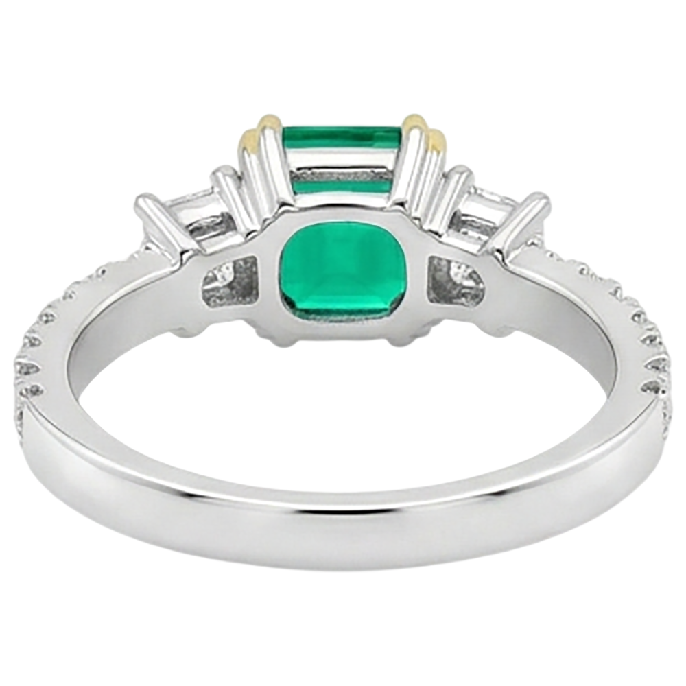 Émeraude Fine Bague Pierre Précieuse 2-carats Or Deux Tons 14 Carats – vue arrière