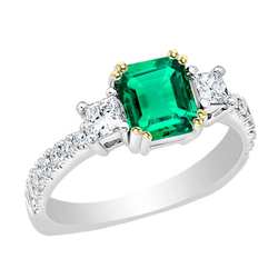 Émeraude Fine Certifié GIA Bague Pierre Précieuse 2 carats en Or
