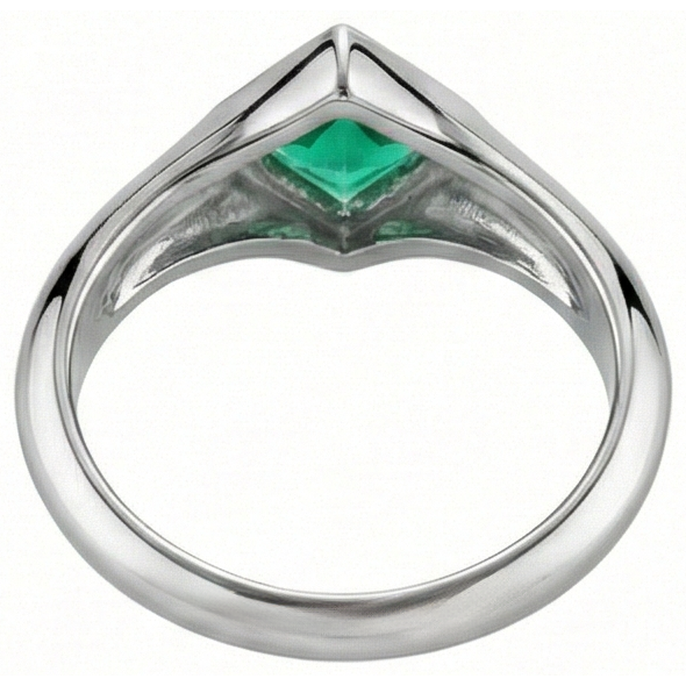 Émeraude Fine Bague Pierre Précieuse 1 carats Or Blanc 14 Carats – vue arrière