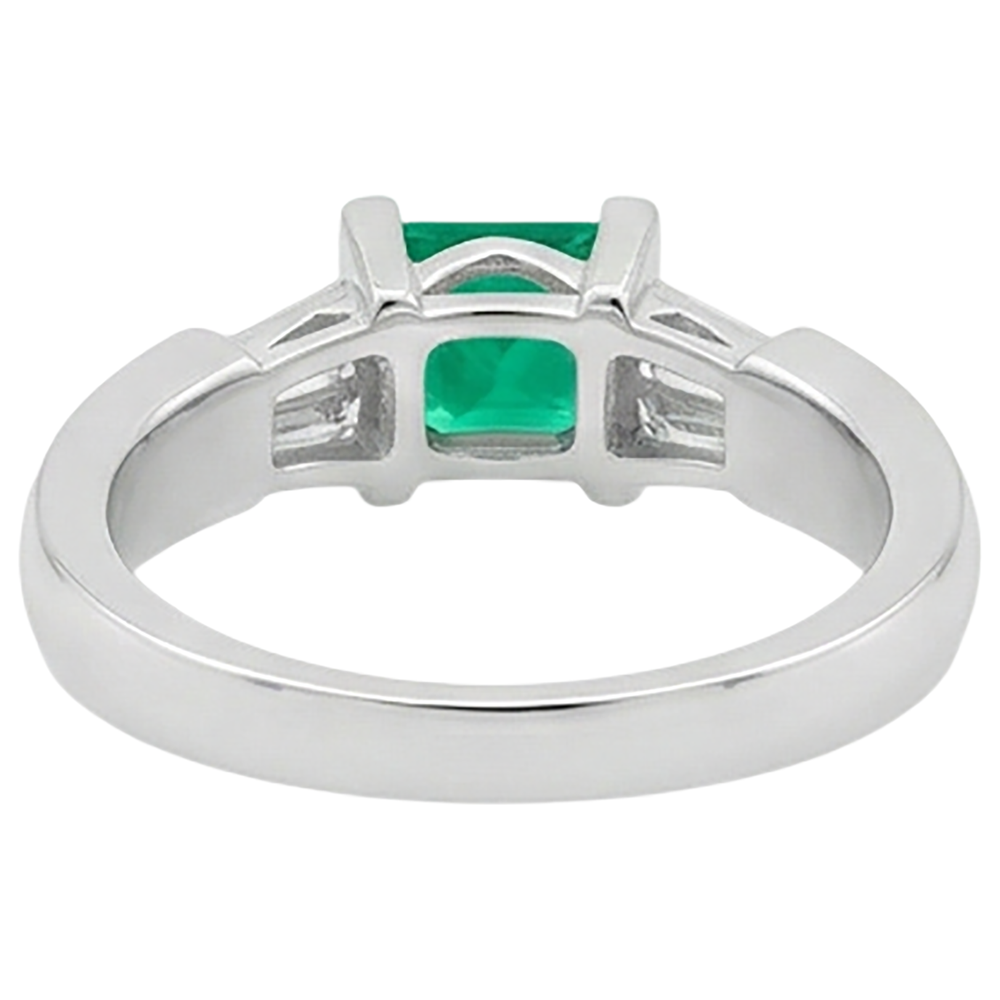 Bague avec Gemme Or 14K Blanc avec Émeraude Fine – vue arrière
