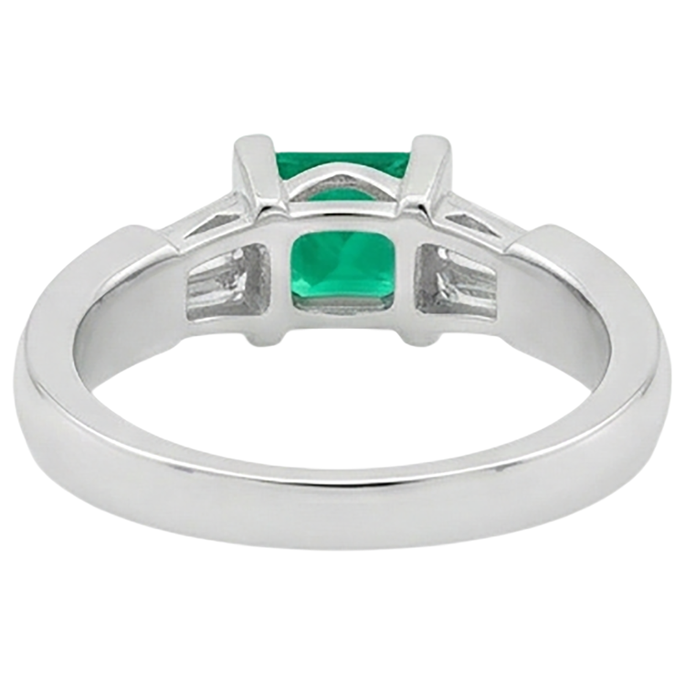 Bague avec Gemme Or 14K Blanc avec Émeraude Fine – vue arrière
