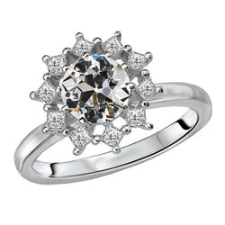 Diamant Bague Halo 3,50 carats F/VS1 – Or 14K Blanc