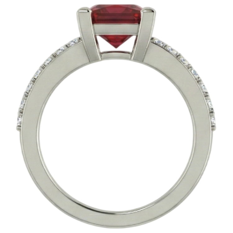 Princesse Et Coupe Ronde 3.45 Ct. Bague Rubis Et Diamants Naturels Extraits des Mines ( et non cultivés en laboratoire ) Or Blanc 14K