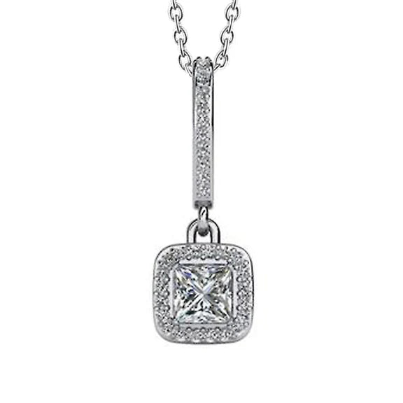Princesse Et Forme Ronde 5 Carats Réel Diamants Pendentif Goutte Collier WG 14K