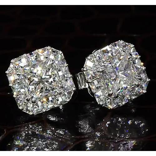 Princesse Taille Authentique Diamant Halo Style Boucles d'Oreilles Clous