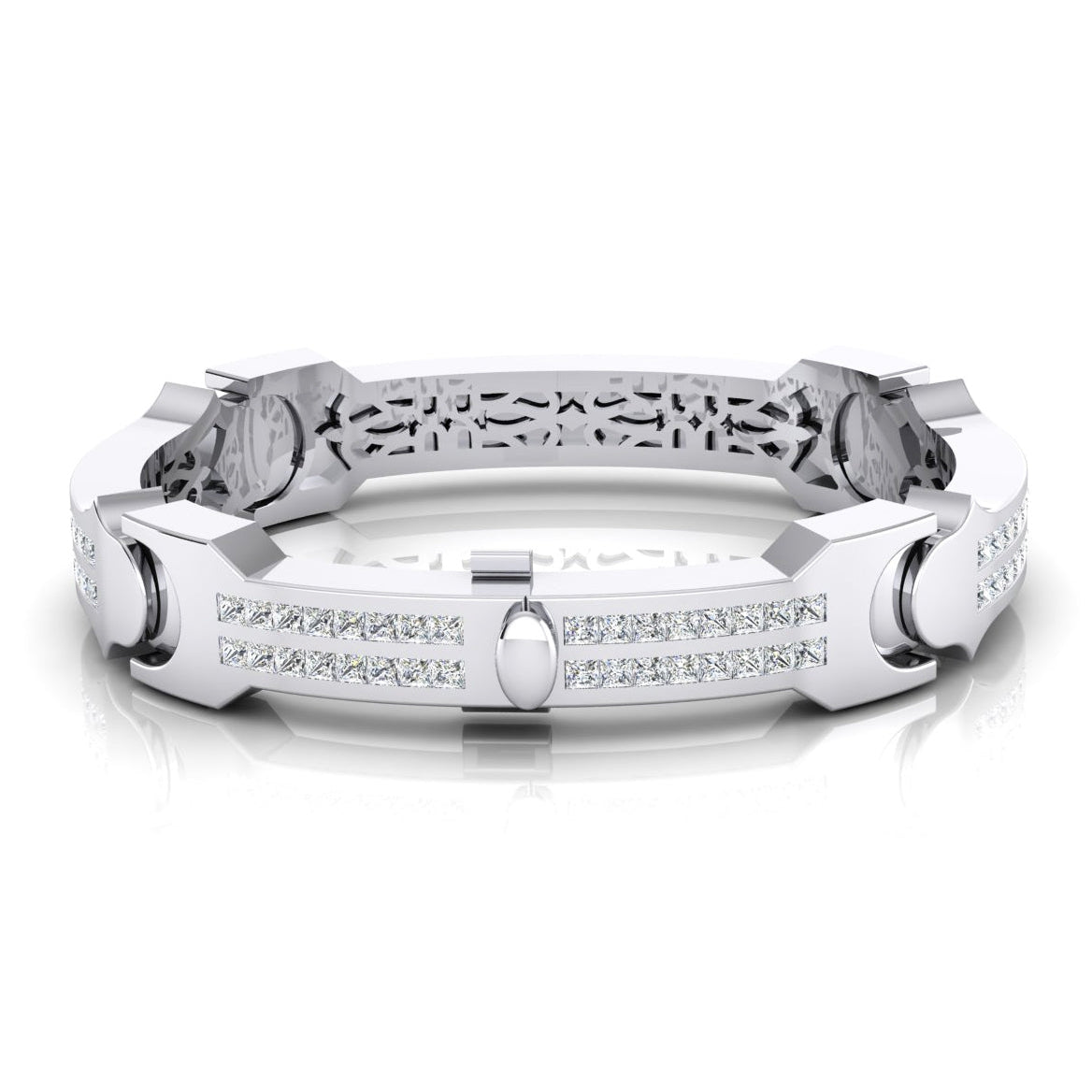 Princesse Véritable Diamant Grand Bracelet Homme Or Lourd 6 mm Épaisseur 16 Carats