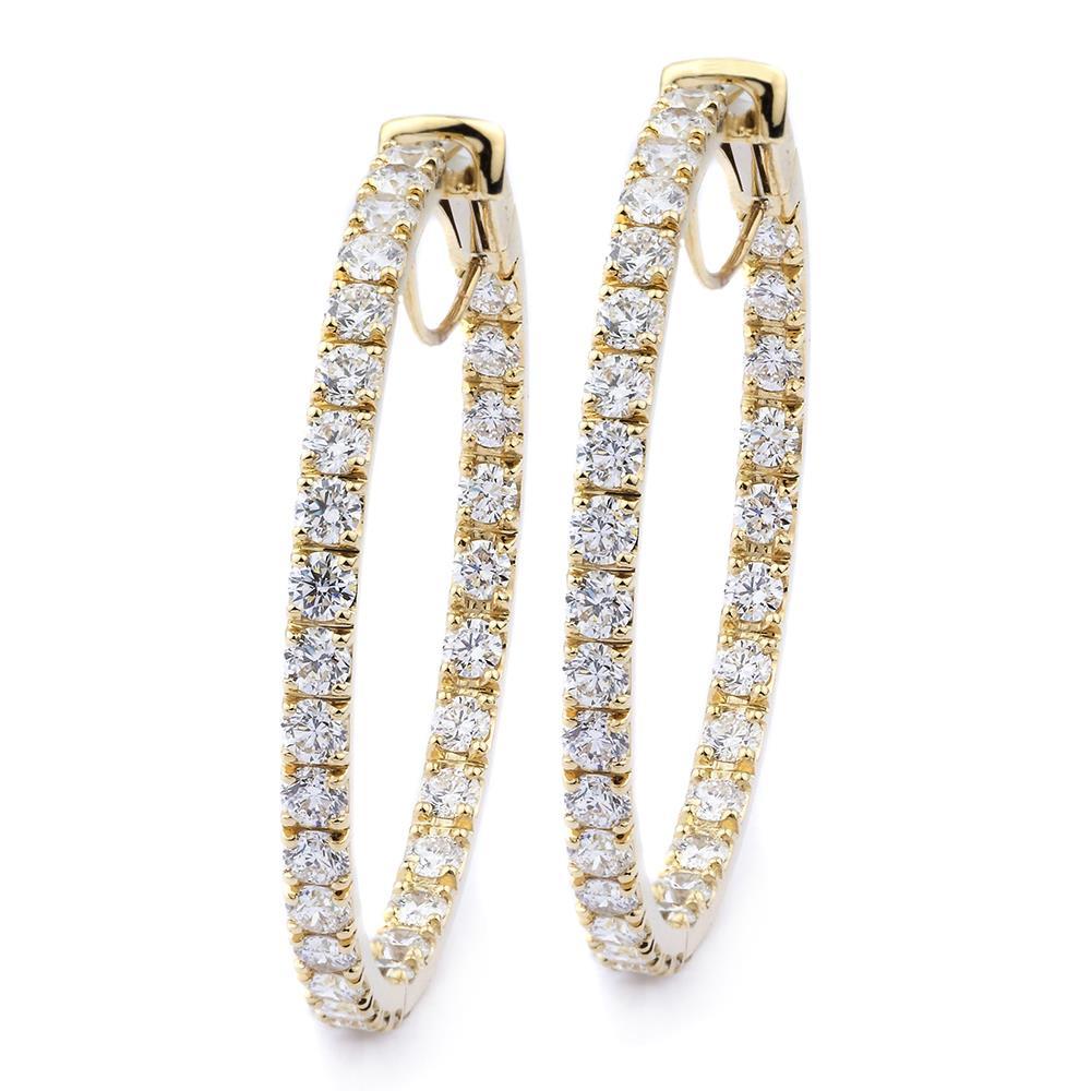 Prong Set 5.00 Carats F Vvs1 Boucles D'oreilles Créoles Dames Réel Diamants Or 14K