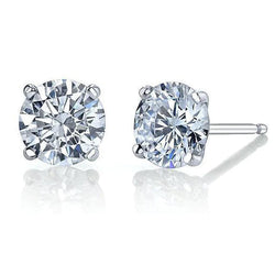 Prong Set Brilliant Cut 3.50 Carats Réel Diamonds Studs Earrings Gold 14K