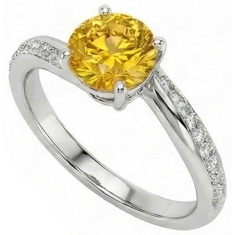 naturel round saphir 3.50carats bague angle de côté